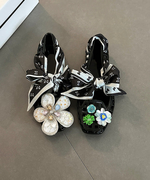 Red Flower Flats Square Out Shoes Fashion Toe Hollow FashionChic