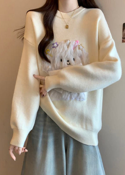 Fashion Red O Neck Dogs Loose Knit Sweaters Spring TN032 ABC