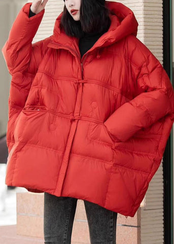 Fashion Red Oversized Duck Down Puffer Jacket Winter MZF-DJK250315