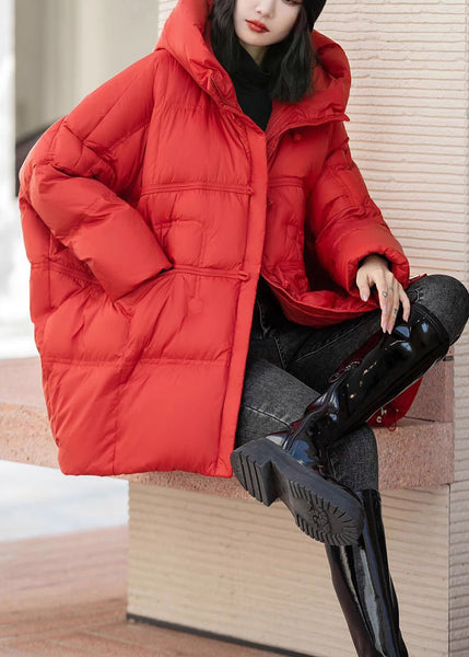 Fashion Red Oversized Duck Down Puffer Jacket Winter MZF-DJK250315
