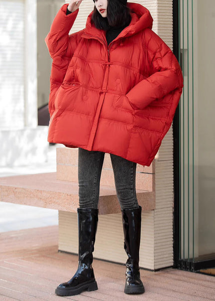 Fashion Red Oversized Duck Down Puffer Jacket Winter MZF-DJK250315