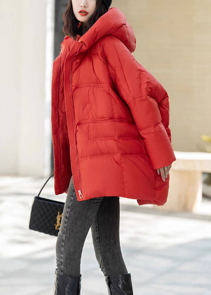 Fashion Red Oversized Duck Down Puffer Jacket Winter MZF-DJK250315