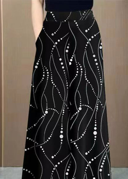 Draping Wide Pants Red Print Silk Ice Waist Fashion Leg High FashionChic
