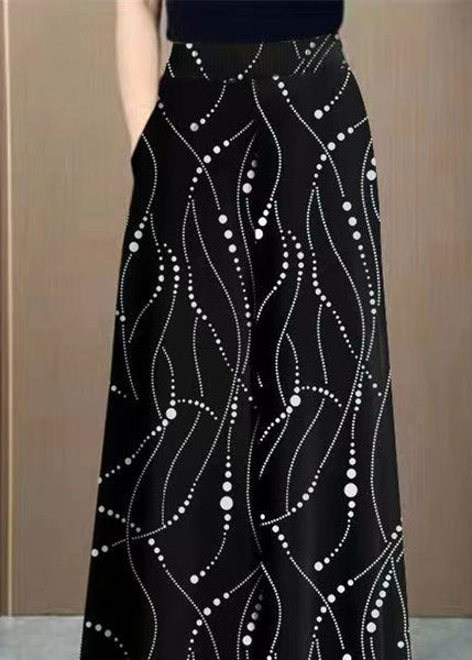 Draping Wide Pants Red Print Silk Ice Waist Fashion Leg High FashionChic