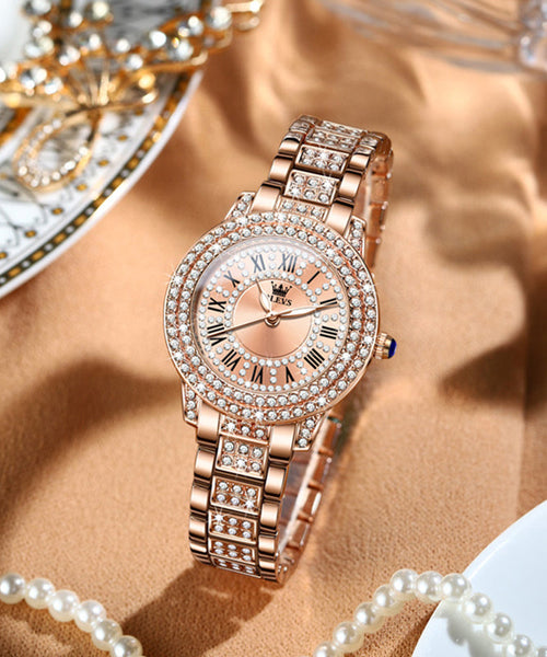 Stainless Steel Movement Quartz Zircon Rose Gold Fashion FashionChic