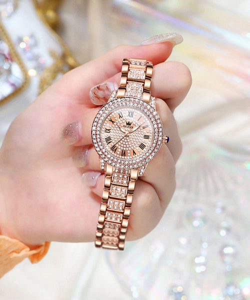 Stainless Steel Movement Quartz Zircon Rose Gold Fashion FashionChic