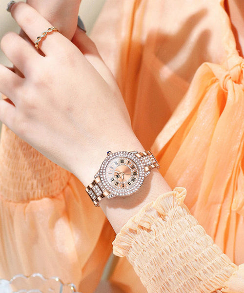Stainless Steel Movement Quartz Zircon Rose Gold Fashion FashionChic