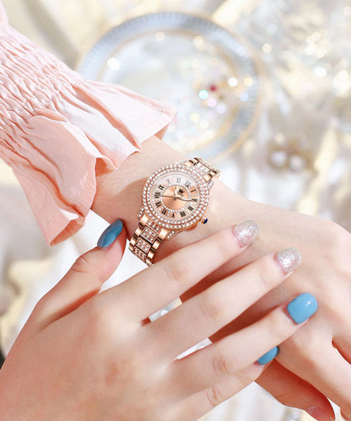 Stainless Steel Movement Quartz Zircon Rose Gold Fashion FashionChic