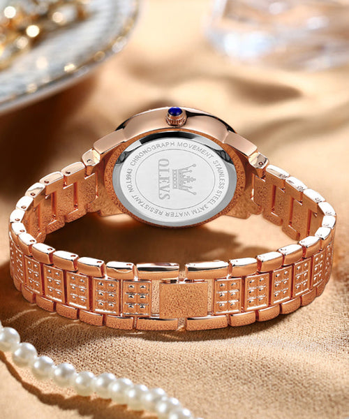 Stainless Steel Movement Quartz Zircon Rose Gold Fashion FashionChic