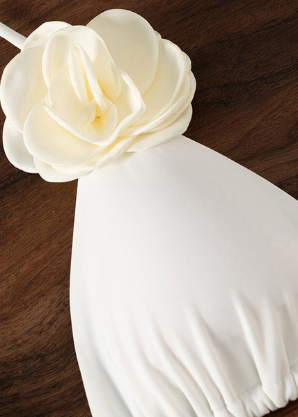 Fashion Sexy White Floral Lace Up Bikini Swimsuit Set VC020 WM-Beach-QQT240615