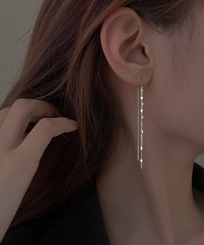 Fashion Silk Sterling Silver Sequins Tassel Drop Earrings PO003 JEW-EAR240729