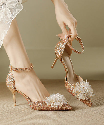 Fashion Splicing Sequins Pointed Silver Stiletto Heels High Toe FashionChic