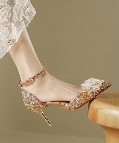 Fashion Splicing Sequins Pointed Silver Stiletto Heels High Toe FashionChic