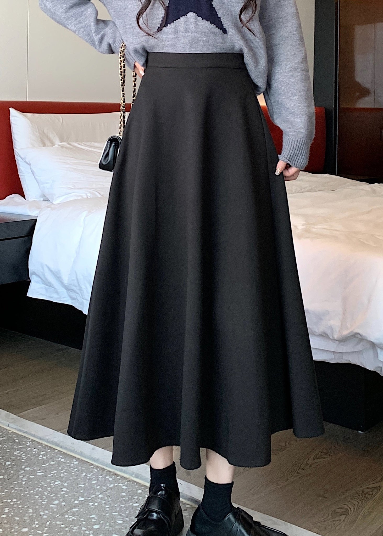 Fashion Simple Black Wrinkled High Waist Skirts Spring QQ1012 Ada Fashion