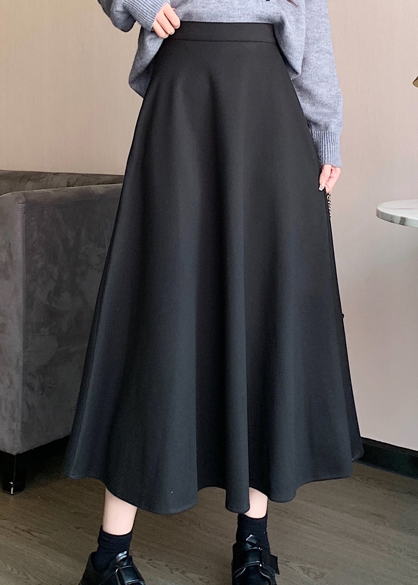 Fashion Simple Black Wrinkled High Waist Skirts Spring QQ1012 Ada Fashion