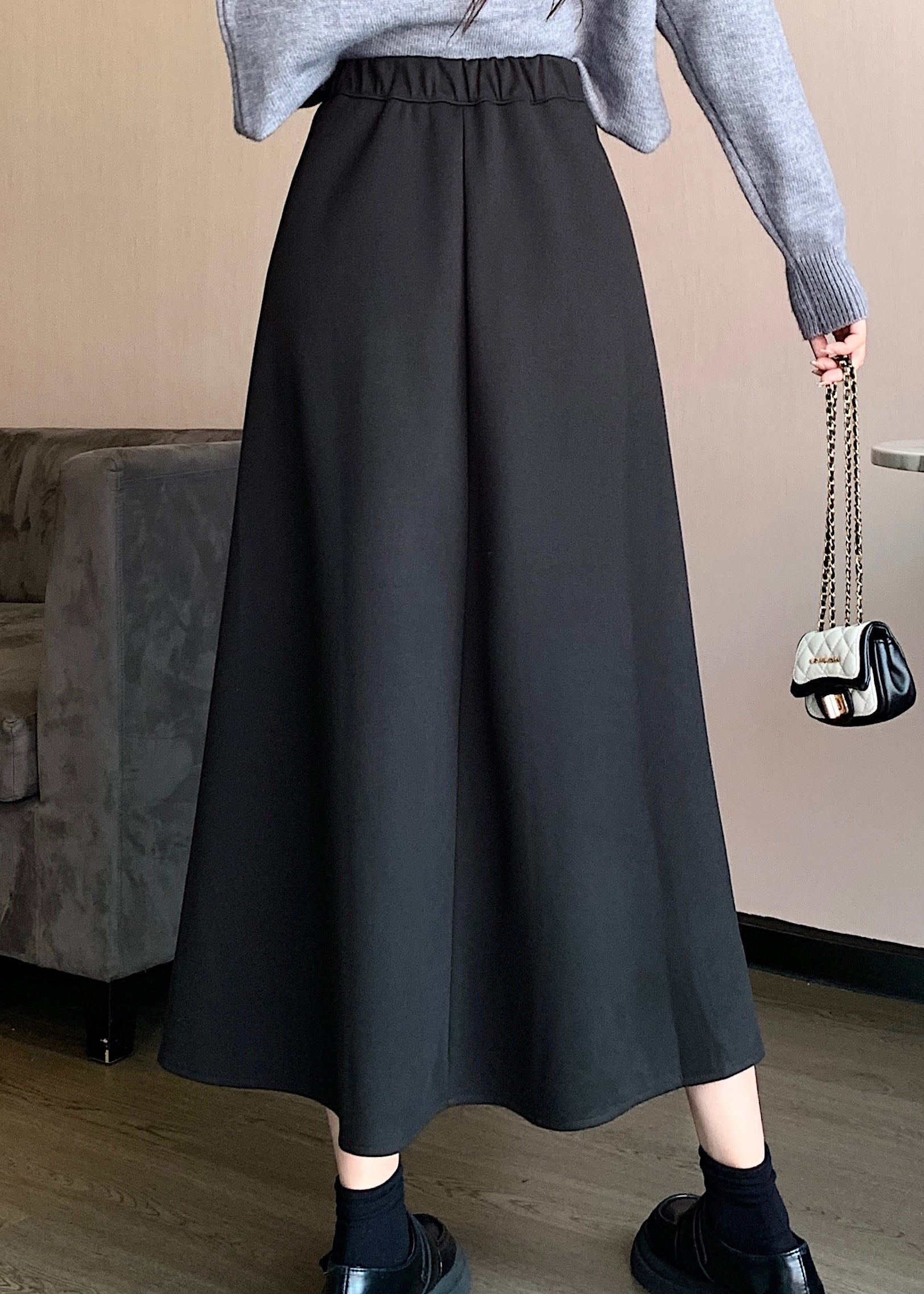 Fashion Simple Black Wrinkled High Waist Skirts Spring QQ1012 Ada Fashion