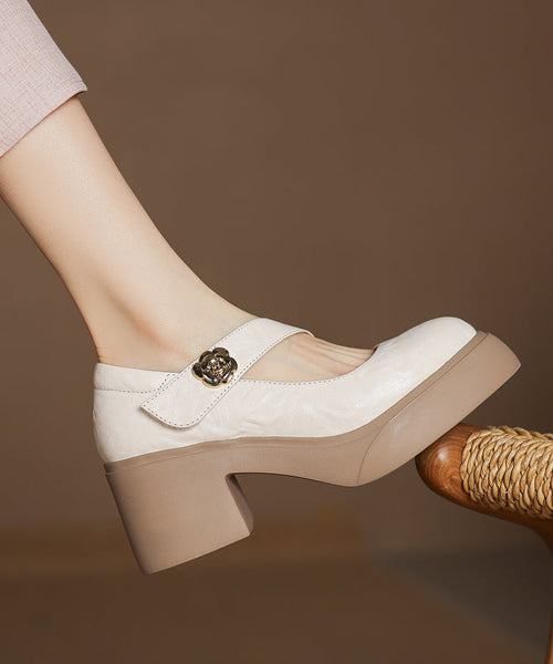 Splicing Chunky Loafer Fashion Sheepskin Black Shoes FashionChic