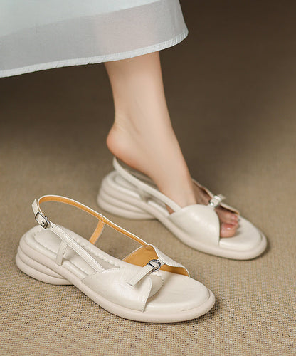 Fashion Peep Pink Splicing Sandals Chunky Sheepskin Toe FashionChic