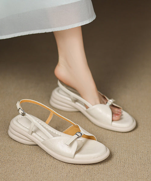 Fashion Peep Pink Splicing Sandals Chunky Sheepskin Toe FashionChic