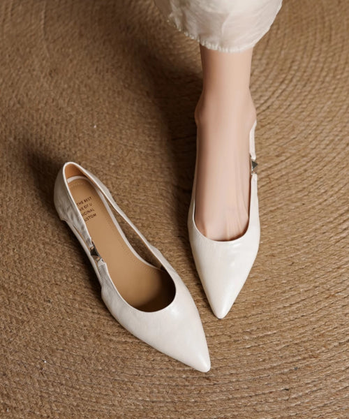 Fashion Toe Flats Hollow Out Pointed Sheepskin Splicing Red FashionChic