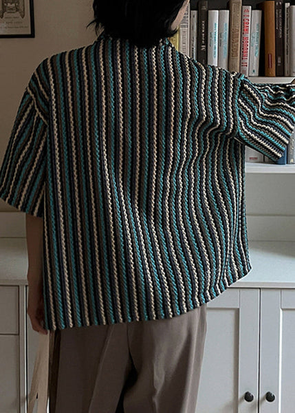 Pockets Summer Mens Shirts Button Striped Cotton Fashion FashionChic