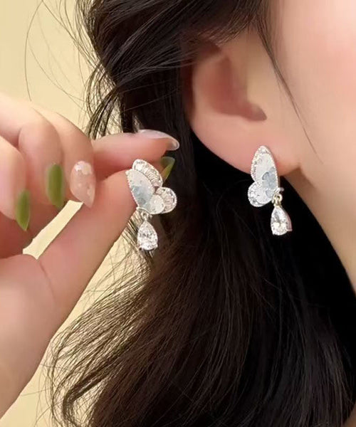 Fashion Stylish Blue Metal Alloy Butterfly Tassel Drop Earrings WZ017 ABC