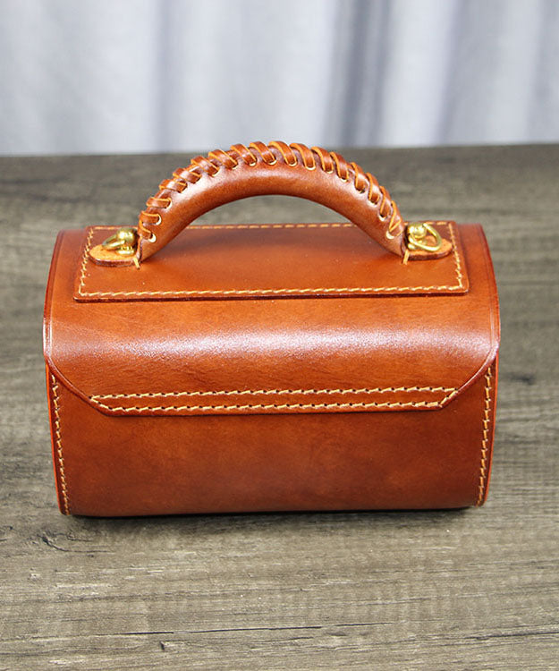 Style Brown Leather Fashion Versatile Calf Doctor Bag French FashionChic