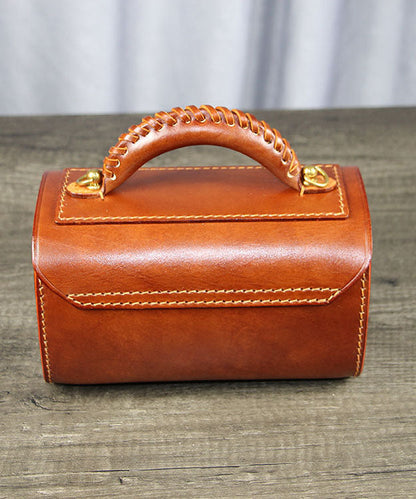 Style Brown Leather Fashion Versatile Calf Doctor Bag French FashionChic
