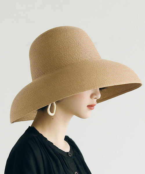 Khaki Hat Bucket Straw Large Woven Eaves Fashion Versatile FashionChic