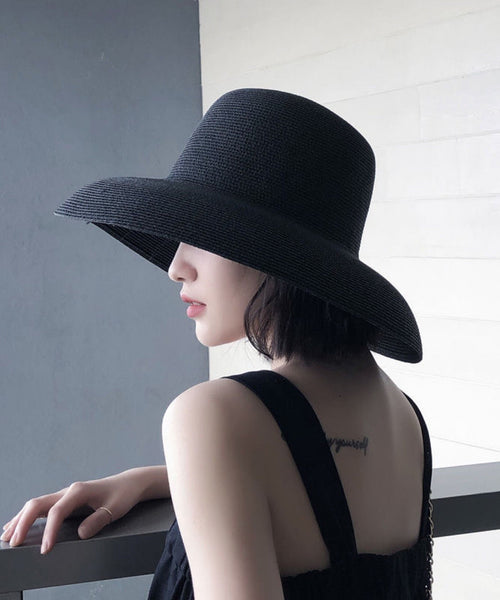 Khaki Hat Bucket Straw Large Woven Eaves Fashion Versatile FashionChic