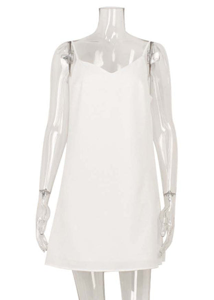 Mini Fashion White Dresses Lace Backless Up Summer Cotton FashionChic