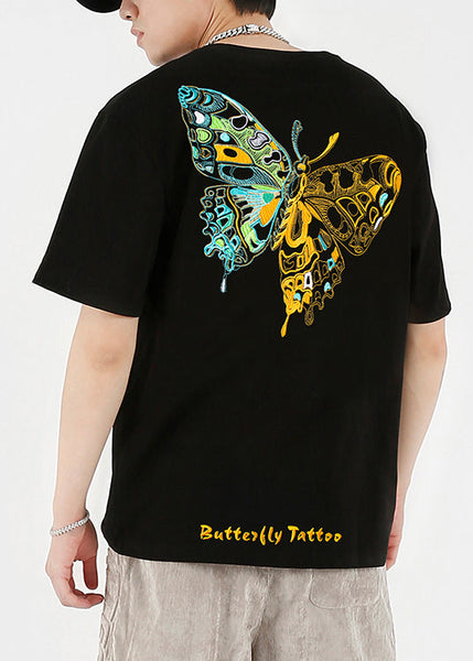 Shirts Embroideried White T Fashion Cotton Summer Butterfly FashionChic