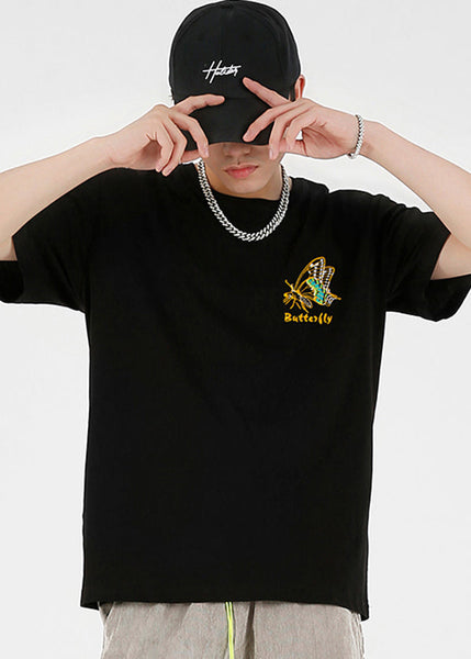 Shirts Embroideried White T Fashion Cotton Summer Butterfly FashionChic