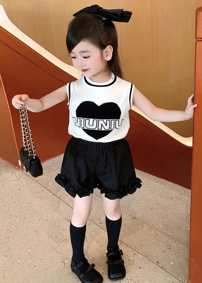 Fashion White O-Neck Baby Girls Vest And Shorts Two Pieces Set Sleeveless SS1023 MM-RCTZ-TPGIEC240601