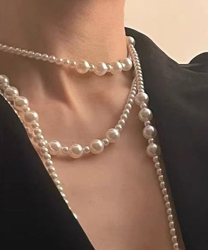 Fashion White Pearl Layered Gratuated Bead Necklace PO015 JEW-NLC240729