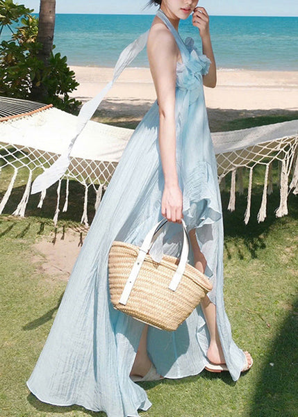 Cotton Patchwork Ruffled Dresses Asymmetrical White Fashion FashionChic