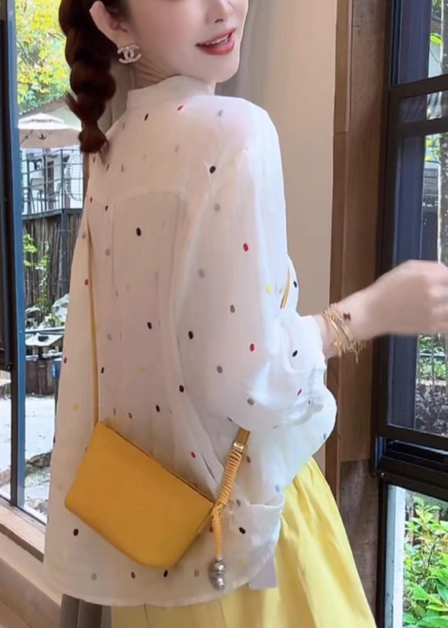 Shirt Sleeve Cotton Fashion Collar Bracelet Stand White Print FashionChic