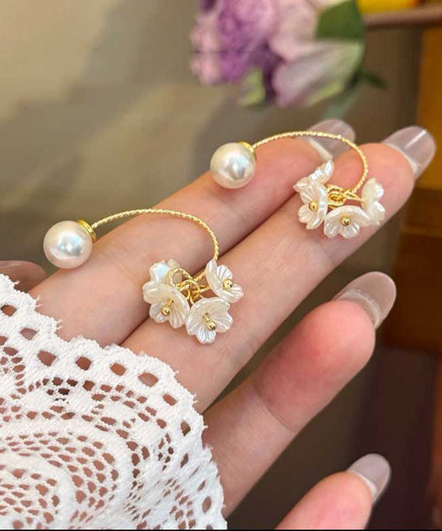 Yellow Hoop Earrings Floral Pearl Fashion Alloy Acrylic FashionChic