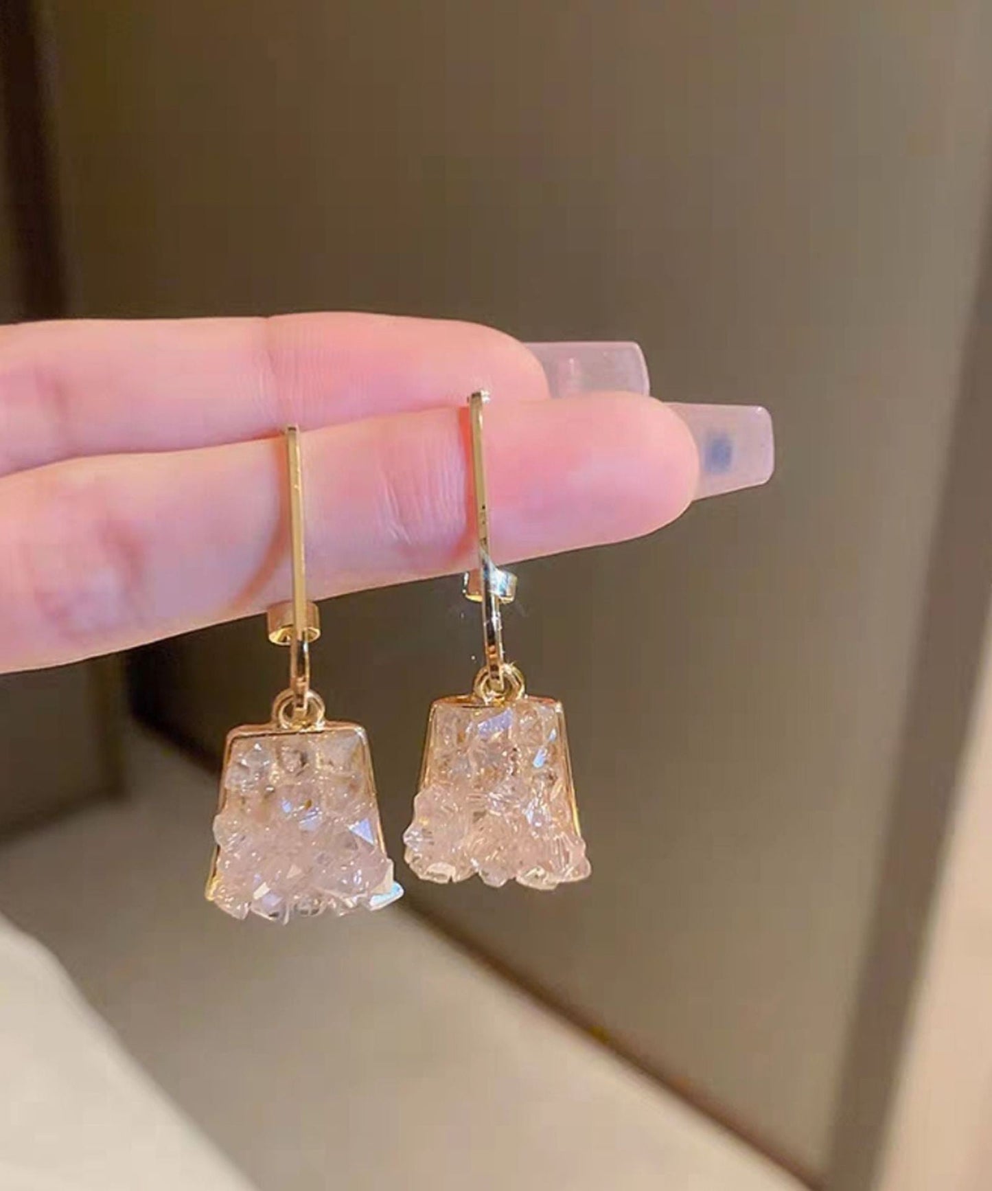 Fashion Yellow Copper Alloy Square Crystal Drop Earrings QQ056 JEW-EAR240811