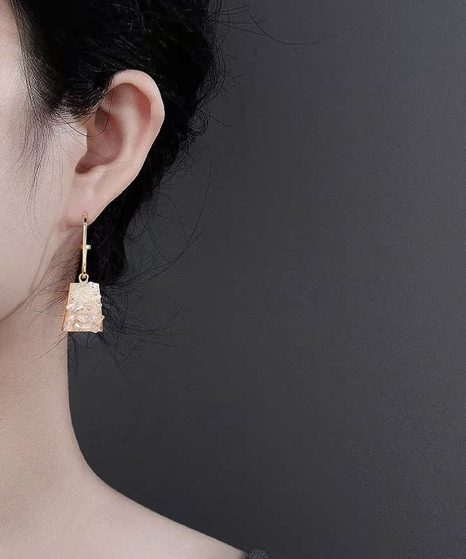 Fashion Yellow Copper Alloy Square Crystal Drop Earrings QQ056 JEW-EAR240811