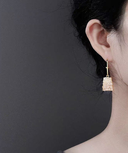 Fashion Yellow Copper Alloy Square Crystal Drop Earrings QQ056 JEW-EAR240811