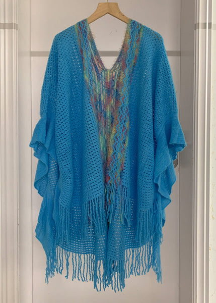 High Sleeve Knit Tassel Fashion Shawl Design Low Yellow Batwing FashionChic