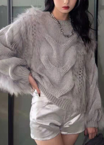 Cotton O-Neck Yellow Sweaters Fluffy Fuzzy Fur Knit Fashion Cozy FashionChic