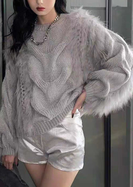 Cotton O-Neck Yellow Sweaters Fluffy Fuzzy Fur Knit Fashion Cozy FashionChic