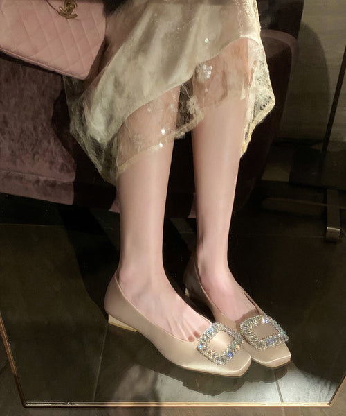 Zircon Fashion Silver Leather Sequined Flats Cowhide FashionChic