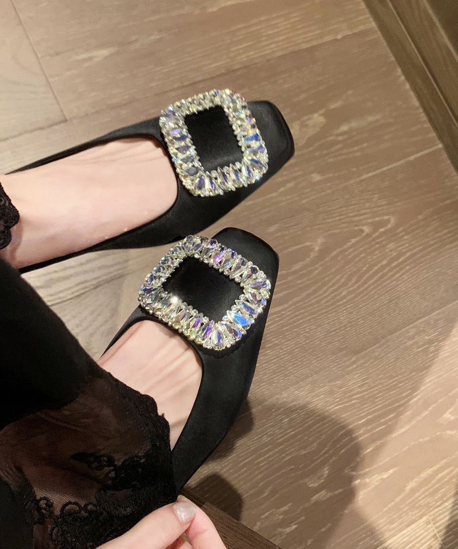 Zircon Fashion Silver Leather Sequined Flats Cowhide FashionChic