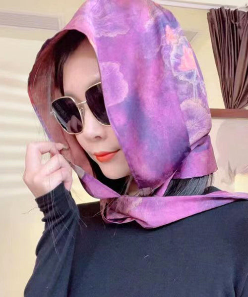 Fashionable And Versatile Green Printed Thin Style Baotou Scarf YU1014 Hat-HAT240528