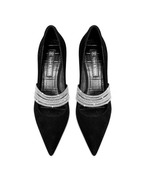 Fashionable Black Zircon Pointed Irregular Heel Sandals RT1010 Ada Fashion