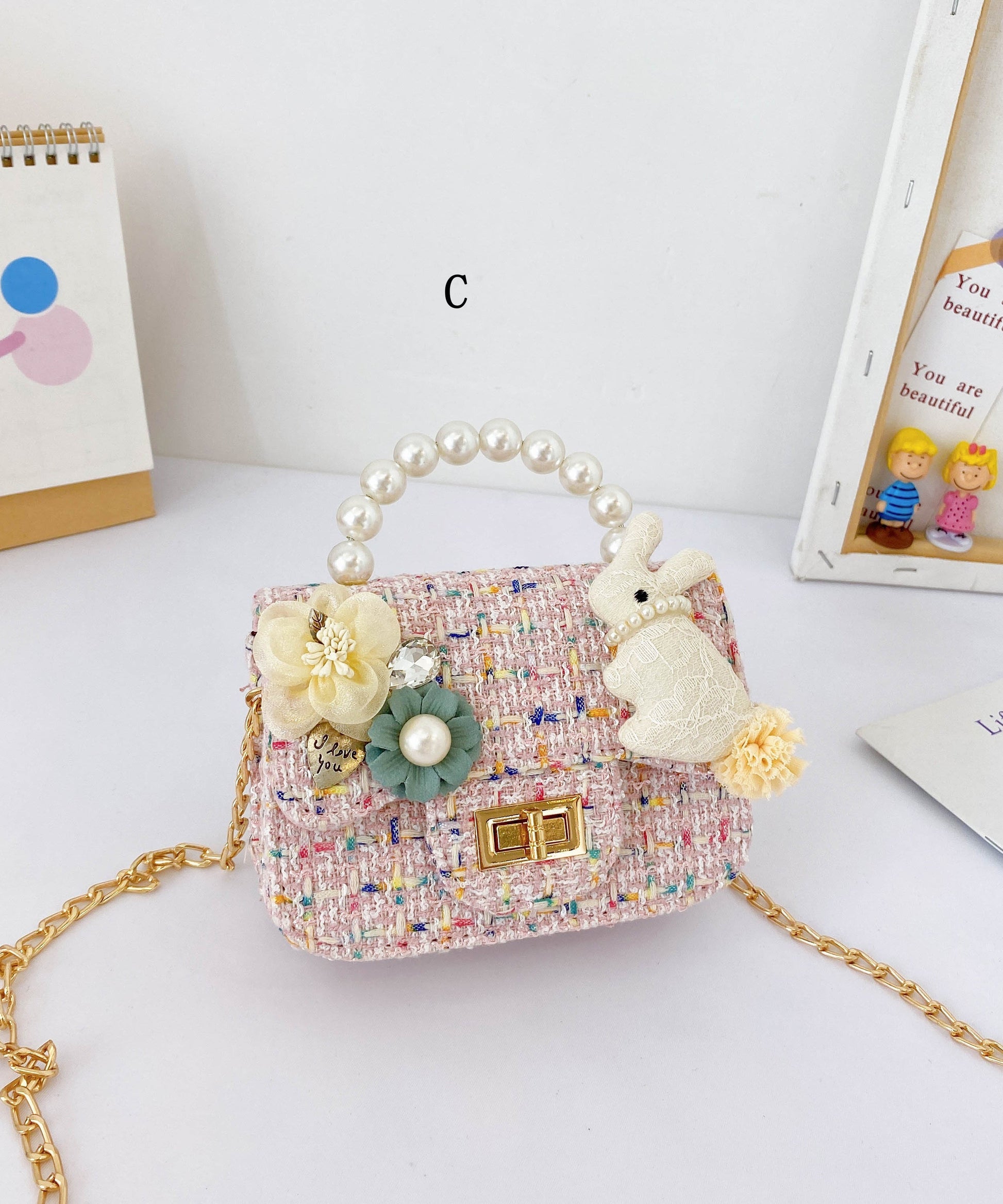 Fashionable Cute Mini Kids Girls Nail bead Messenger Bag IU017 Bag-BGS240803