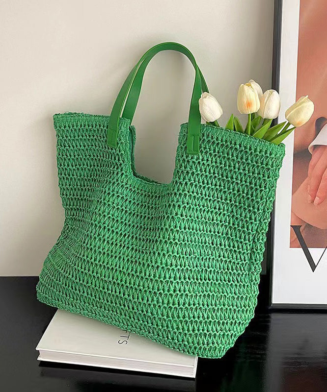 Fashionable Green Versatile Large Capacity Straw Woven Shoulder Bag HJ1014 Ada Fashion